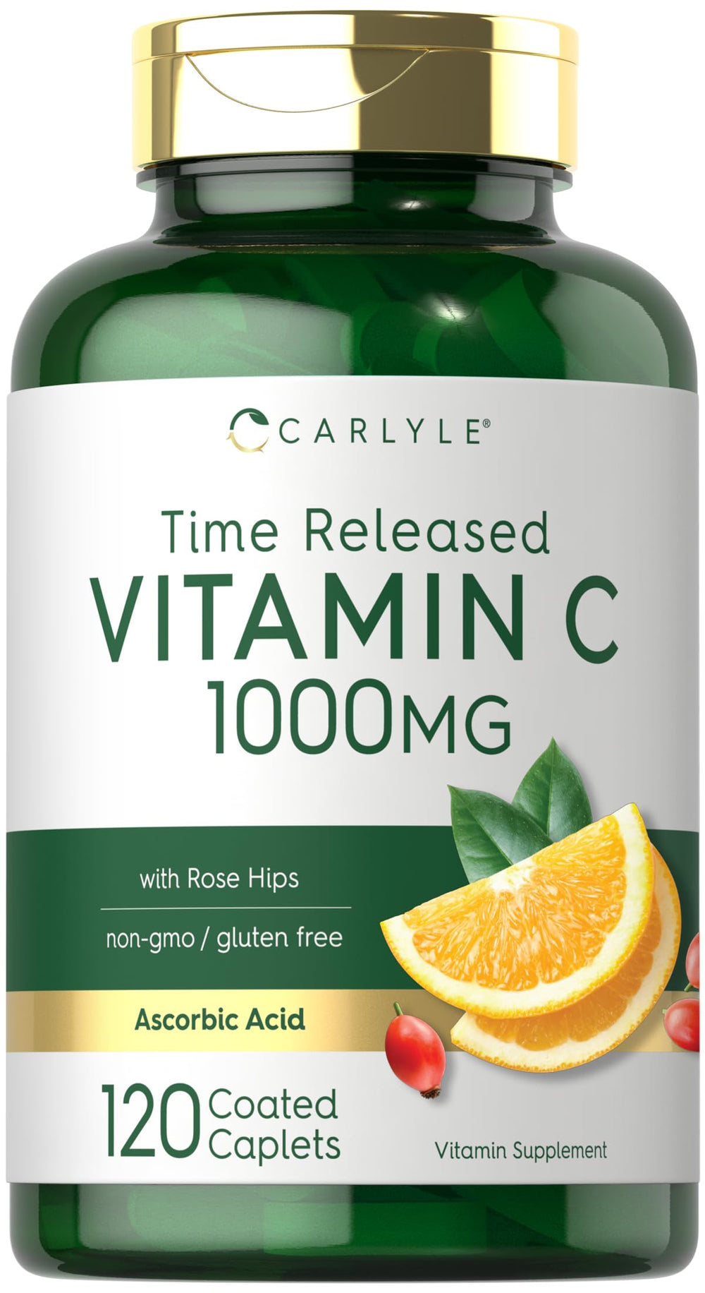 Carlyle Vitamin C 1000mg timed-release bottle shown for daily use