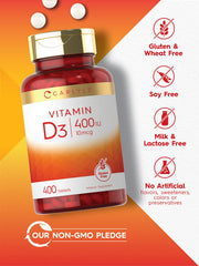 Gluten-free, non-GMO Vitamin D3 capsules from Carlyle.
