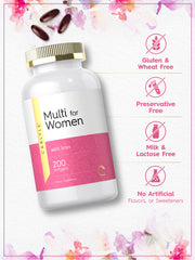 Packaging of Carlyle Women’s Multivitamin with Iron on a clean surface