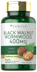 Carlyle Wormwood Black Walnut bottle—premium daily wellness capsules.