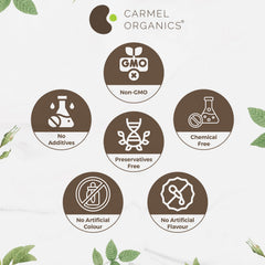 Powder being stirred into warm liquid for daily use with Carmel Organics product