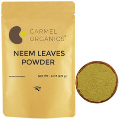 Carmel Organics Neem Leaves Powder jar for at-home hair and skin care.