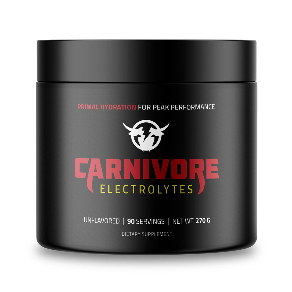 Carnivore Electrolytes bottle front view for quick hydration on the go.