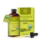 Carno Calm Aceite Esencial Citronela en botella ámbar para aromaterapia.
