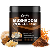 Catfit Mushroom Coffee Powder bottle front promotes clean energy and focus.