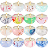 CBHTR 16-fragrances candle set full view enhances room ambience.
