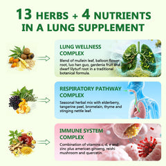 C Calthorvitana Liposomal Lung Cleansemax ingredients graphic highlights natural botanicals and vitamins