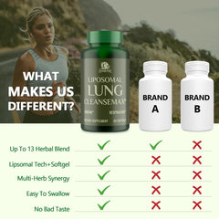 C Calthorvitana Liposomal Lung Cleansemax packaging box emphasizes clean ingredient profile