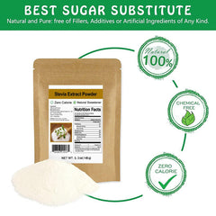 CCnature Pure Stevia Powder with a scoop for easy dosing in drinks.