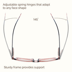 CCVOO spring hinge adapts to many face shapes and movements.