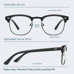 CCVOO retro semi-rimless round eyewear for versatile daily wear and reduced glare.