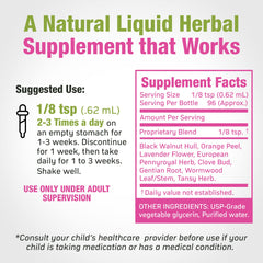 Cedar Bear Naturales liquid drops pouring for easy dosing by parents.