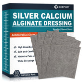 Ceeport AG silver calcium alginate wound dressing 3x3 pack, sterile and ready for use.