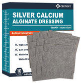 Ceeport AG silver calcium alginate dressing 4x4 patch showing absorbent conforming wound pad.