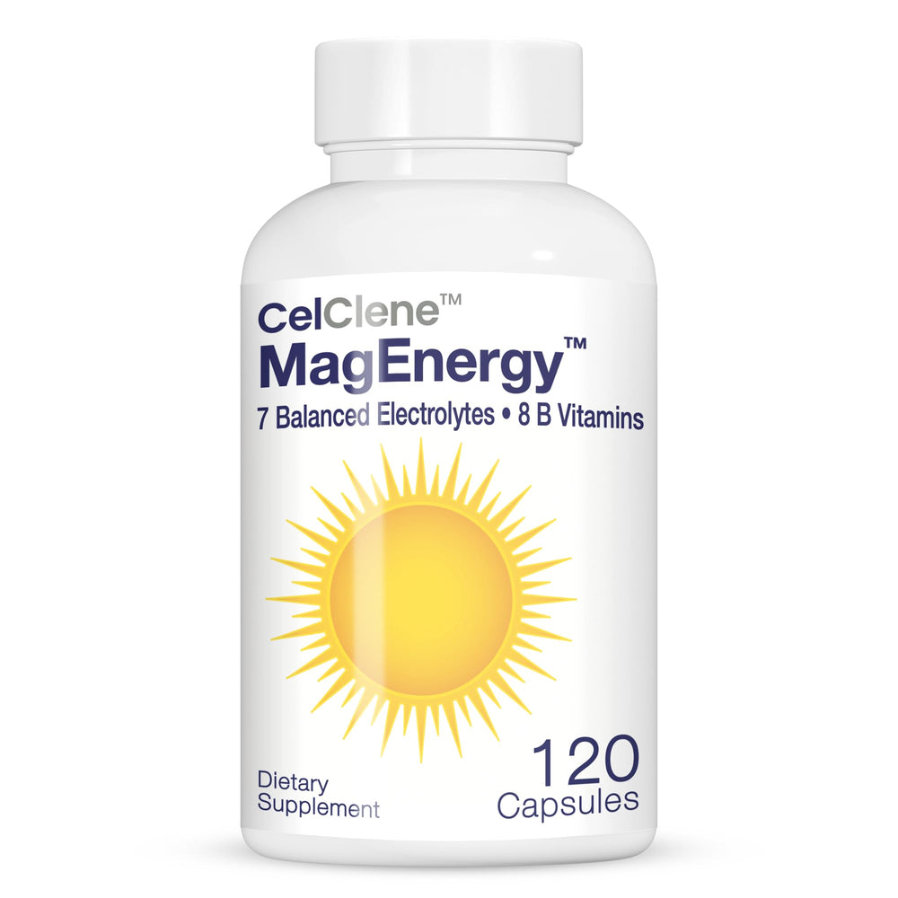 CELCLENE MagEnergy 7 electrolytes bottle supports daily hydration.