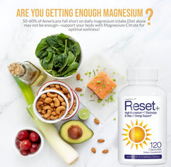 Scoop of Reset+ powder demonstrates convenient daily dose for busy days.