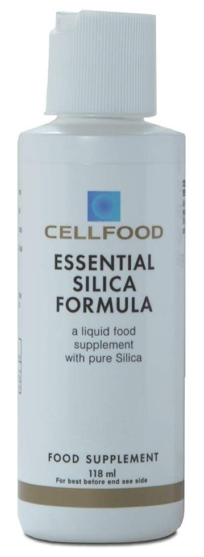 Cellfood Essential Silica bottle highlights easy-to-absorb liquid formula for joints and hair
