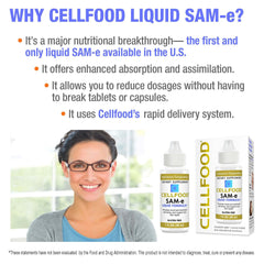 Cellfood SAM-e Liquid Formula+ dropper in use for daily intake.
