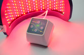Celluma Home LED panel in wrinkle mode for facial treatment benefits