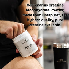 Centenarius Nutrition Creapure Creatine Monohydrate micronized formula for smooth mixing and consistent dosing.