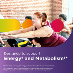 Visual of daily dose reminder for Centrum Women multivitamin taken with meals