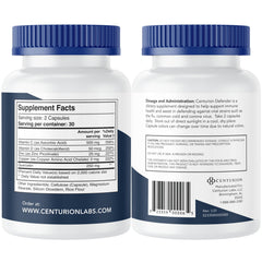 Centurion Labs Defender Immunity Boost cap highlights easy-to-swallow capsules for daily use.