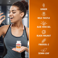 Century Systems The Cleaner Detox capsules close-up highlights vegetarian formula for gentle cleansing