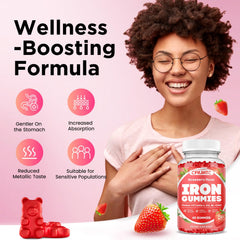 CFILIHTC Iron Gummies bottle back displays nutrition details for absorption