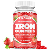 CFILIHTC Iron Gummies strawberry bottle front shows a tasty energy friendly supplement