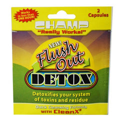 CHAMP Flush Out Detox capsules bottle, unflavored formula for routine cleansing support.