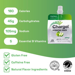 Chargel Manzana con tapón integrado para uso sin derrames en ruta.