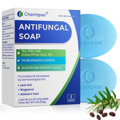 CHARMPOO antifungal soap tea tree oil bar with rich lather for daily cleansing