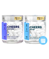 Cheers R&R bottle-front for after-drinking support and morning comfort