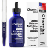 Chemist Labs Methylene Blue Drops bottle with 1% blue solution for daily use.