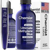 Chemist Labs Methylene Blue drops bottle showing premium, blue liquid for daily use