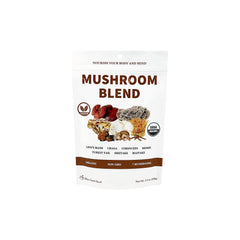 Cherie Sweet Heart 7 Mushroom Powder bag front showing organic blend ready to use in smoothies.