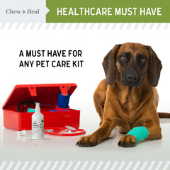Chew + Heal Labs non-toxic dog bandage spray safe if licked by pets.