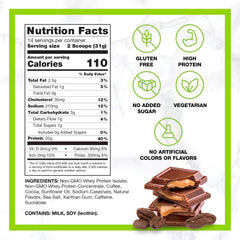CHIKE glass serve image highlights chocolate caramel flavor and protein boost.