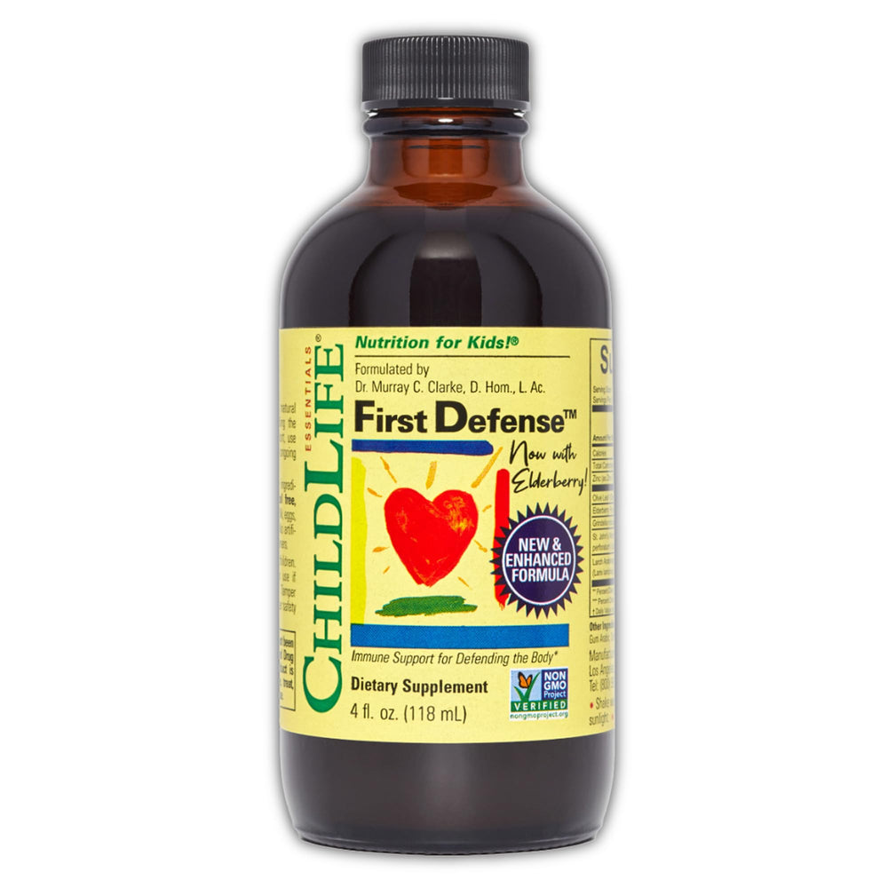 CHILDLIFE ESSENTIALS First Defense elderberry bottle supports kids' immune health