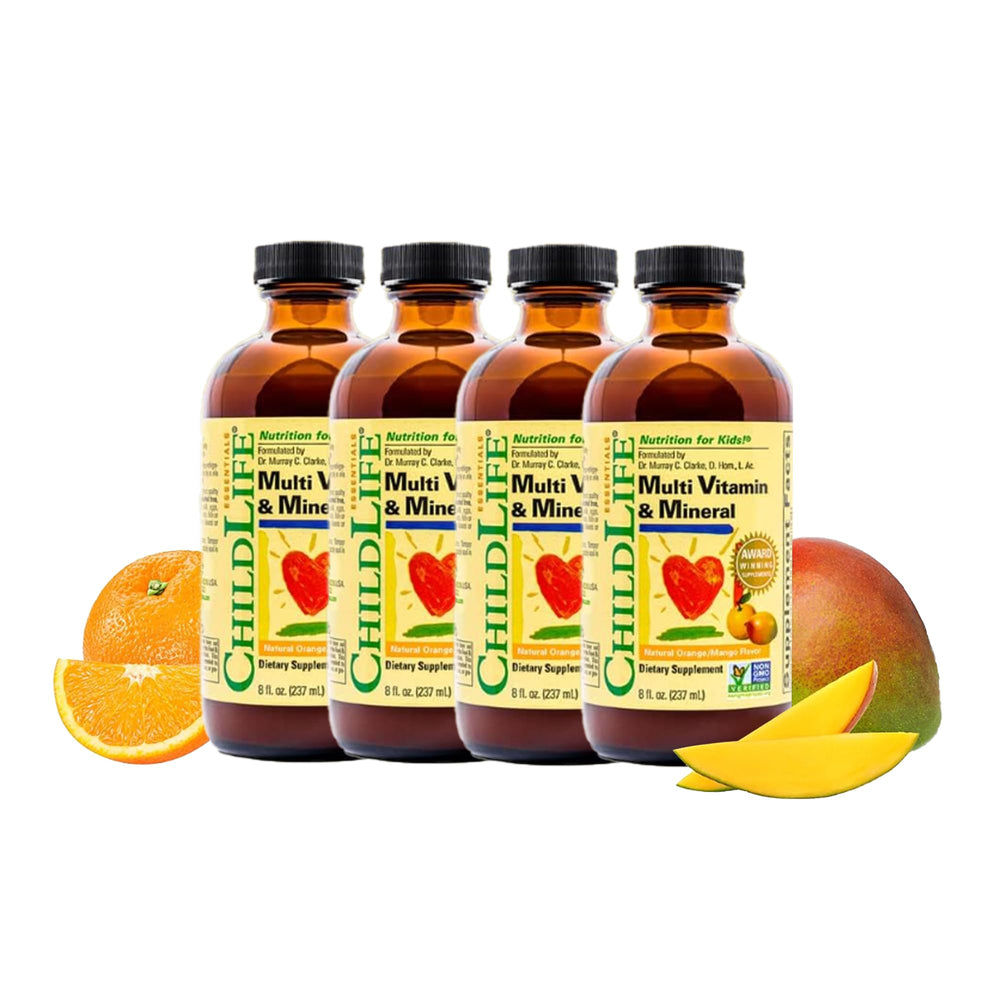 CHILDLIFE ESSENTIALS kids multivitamin bottle pour for easy daily dosing.