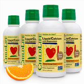 ChildLife Essentials liquid calcium orange bottle highlighting essential minerals for growing kids
