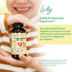 CHILDLIFE ESSENTIALS Liquid Iron berry flavor emphasizes kid-friendly taste