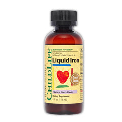 CHILDLIFE ESSENTIALS Liquid Iron bottle pour shows easy daily dosing for kids