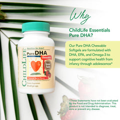 CHILDLIFE Pure DHA for Kids softgels spilled to illustrate easy dosing