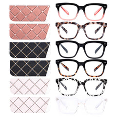 CHOFILORD blue light blocking reading glasses with oversized square frames for all-day screen time comfort.
