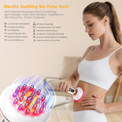 Choufaly full-body massage focus conveys versatile use on belly, legs, arms, and back.