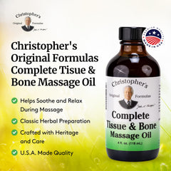 Christopher’s Complete Tissue & Bone Massage Oil made-in-usa highlights heritage and quality.