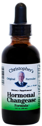 Christopher's Hormonal Changease bottle being poured for easy dosing and balance