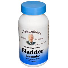Christopher's Original Formulas Bladder Formula bottle shows capsules for urinary wellness support.