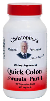 Christopher's Original Formulas Quick Colon Part 1 bottle front for daily digestive comfort.